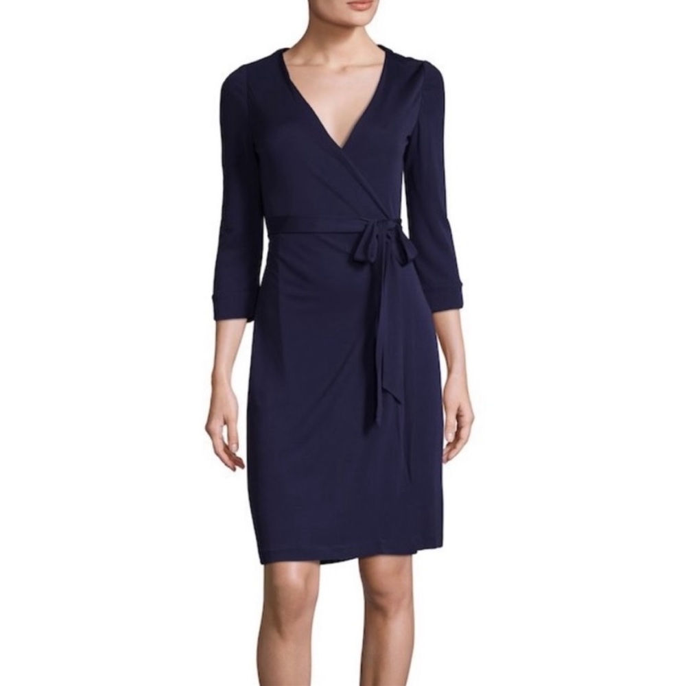 Diane Von Furstenberg New Julian Two Wrap Dress Navy 8